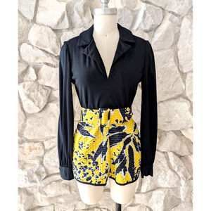 Vintage 1960s J. Russell Black and Yellow Romper Small